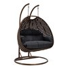 Leisuremod Mendoza Dark Brown Wicker Hanging 2 person Egg Swing Chair with Dark Grey Cushions MSCDBR-53DGR